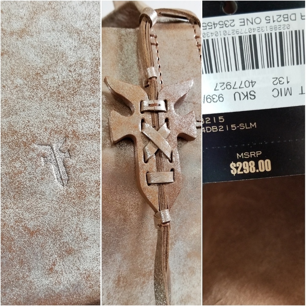 SOLD Frye Carson tote bag metallic gold leather - Picture 7 of 8